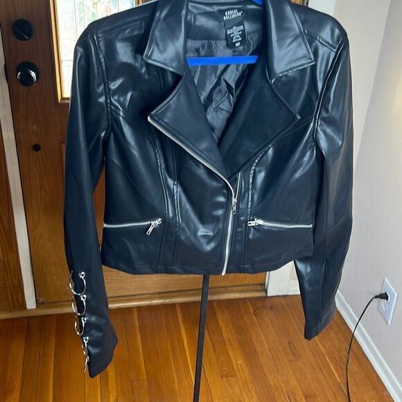Hot Topic Social Collision Black & Silver O-Ring Moto Jacket Medium - Picture 6 of 6